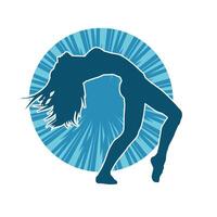 silhouet van een vrouw danser in actie houding. silhouet van een slank vrouw in dansen houding. vector