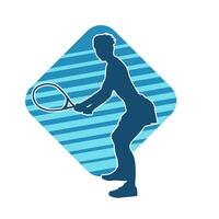 silhouet van een vrouw tennis speler in actie houding. silhouet van een vrouw spelen tennis sport met racket. vector