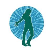 silhouet van een mannetje danser in actie houding. silhouet van een slank Mens in dansen houding. vector