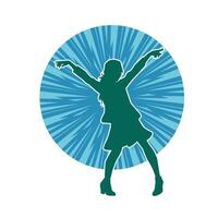 silhouet van een vrouw danser in actie houding. silhouet van een slank vrouw in dansen houding. vector