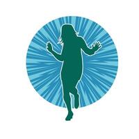 silhouet van een vrouw danser in actie houding. silhouet van een slank vrouw in dansen houding. vector