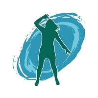 silhouet van een vrouw danser in actie houding. silhouet van een slank vrouw in dansen houding. vector