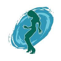 silhouet van een vrouw danser in actie houding. silhouet van een slank vrouw in dansen houding. vector