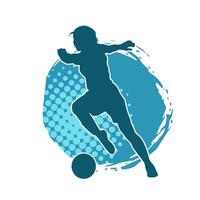 silhouet van een vrouw voetbal speler schoppen een bal. silhouet van een Amerikaans voetbal speler vrouw in actie houding. vector