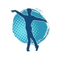 silhouet van een slank Mens dansen houding. silhouet van een mannetje danser in actie houding. vector