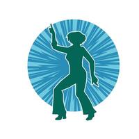 silhouet van een vrouw danser in actie houding. silhouet van een slank vrouw in dansen houding. vector