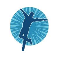 silhouet van een mannetje danser in actie houding. silhouet van een slank Mens in dansen houding. vector