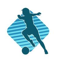 silhouet van een vrouw voetbal speler schoppen een bal. silhouet van een Amerikaans voetbal speler vrouw in actie houding. vector