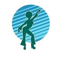 silhouet van een vrouw danser in actie houding. silhouet van een vrouw dansen gelukkig. vector