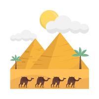 piramide, zon zomer, palm boom met kameel illustratie vector