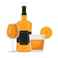 fles alcohol met glas alcohol drinken illustratie vector