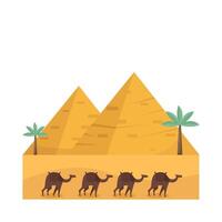 piramide, palm boom met kameel illustratie vector