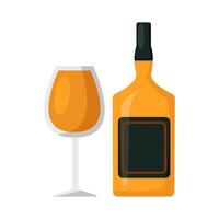 fles alcohol met glas alcohol drinken illustratie vector