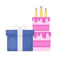 verjaardag taart met geschenk doos illustratie vector