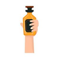 fles alcohol in hand- illustratie vector