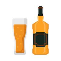 fles alcohol met glas alcohol drinken illustratie vector