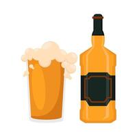 fles alcohol met glas alcohol drinken illustratie vector