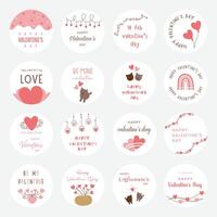 reeks van Valentijnsdag dag stickers, insigne en meer. vector