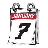 gemakkelijk hand- getrokken dagelijks kalender voor februari lijn kunst vector illustratie datum 7, januari 7e