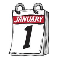 gemakkelijk hand- getrokken dagelijks kalender voor februari lijn kunst vector illustratie datum 1, januari 1e