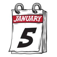 gemakkelijk hand- getrokken dagelijks kalender voor februari lijn kunst vector illustratie datum 5, januari 5e