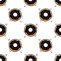 donut naadloos patroon. hand- getrokken schetsen van donut. snel voedsel illustratie in tekening stijl. structuur met donut illustratie. snel voedsel patroon, textuur, kleding stof, omhulsel papier. vector