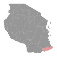 mtwara regio kaart, administratief divisie van Tanzania. vector illustratie.