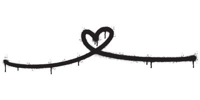 verstuiven geschilderd graffiti hart doorlopend een lijn tekening geïsoleerd met een wit achtergrond. graffiti liefde icoon met over- verstuiven in zwart over- wit. vector illustratie.