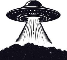 ai gegenereerd silhouet flaying ufo zwart kleur enkel en alleen vector