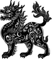 ai gegenereerd silhouet qilin zwart kleur enkel en alleen vol lichaam vector