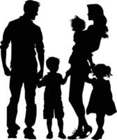 ai gegenereerd silhouet gelukkig familie zwart kleur enkel en alleen vol lichaam vector