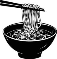 ai gegenereerd silhouet noodle zwart kleur enkel en alleen vector