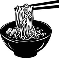 ai gegenereerd silhouet noodle zwart kleur enkel en alleen vector