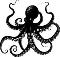 ai gegenereerd silhouet Octopus zwart kleur enkel en alleen vol lichaam vector