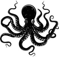 ai gegenereerd silhouet Octopus zwart kleur enkel en alleen vol lichaam vector