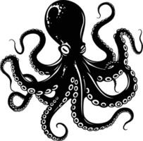 ai gegenereerd silhouet Octopus zwart kleur enkel en alleen vol lichaam vector