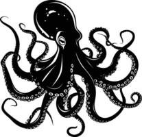 ai gegenereerd silhouet Octopus zwart kleur enkel en alleen vol lichaam vector