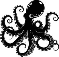 ai gegenereerd silhouet Octopus zwart kleur enkel en alleen vol lichaam vector