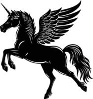 ai gegenereerd silhouet Pegasus zwart kleur enkel en alleen vol lichaam vector