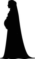 ai gegenereerd silhouet zwanger hijab vol lichaam zwart kleur enkel en alleen vector