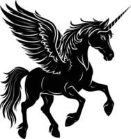 ai gegenereerd silhouet Pegasus zwart kleur enkel en alleen vol lichaam vector