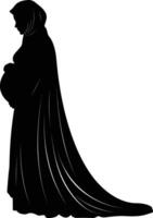 ai gegenereerd silhouet zwanger hijab vol lichaam zwart kleur enkel en alleen vector