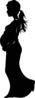 ai gegenereerd silhouet zwanger mam vol lichaam zwart kleur enkel en alleen vector