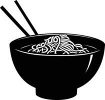 ai gegenereerd silhouet ramen of ramyeon zwart kleur enkel en alleen vector