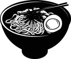 ai gegenereerd silhouet ramen of ramyeon zwart kleur enkel en alleen vector