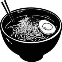 ai gegenereerd silhouet ramen of ramyeon zwart kleur enkel en alleen vector