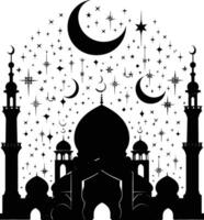 ai gegenereerd silhouet zegen Ramadan gevoel Ramadan kareem Islamitisch groet kaart vector