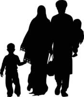 ai gegenereerd silhouet gelukkig moslim familie zwart kleur enkel en alleen vol lichaam vector