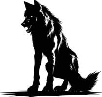 ai gegenereerd silhouet weerwolf of zo nu en dan lycanthrope of Lycan monster zwart kleur enkel en alleen vol lichaam vector