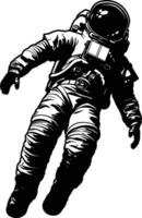 ai gegenereerd silhouet astronaut drijvend in ruimte zwart kleur enkel en alleen vol lichaam vector